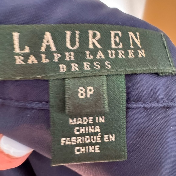 Ralph Lauren Navy and Gold Geometric Mini Dress. Ptp 17” length 34” - Picture 7 of 9